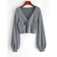 thumbnail image 2 of Jersey corto ZAFUL para mujer con mangas acanaladas con forma de farol, 2 of 6