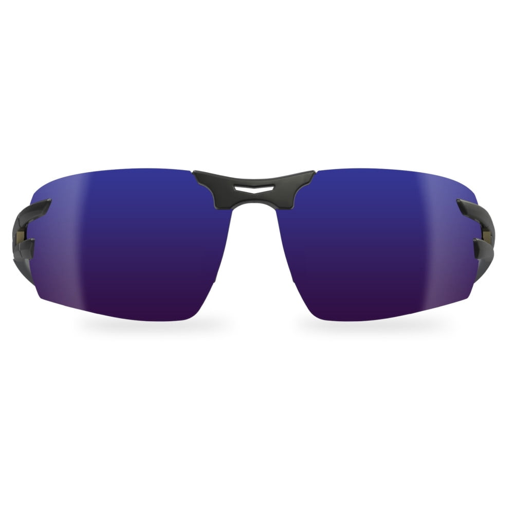 Edge Eyewear Safety Glasses, Blue, Mirrored, Black SL118
