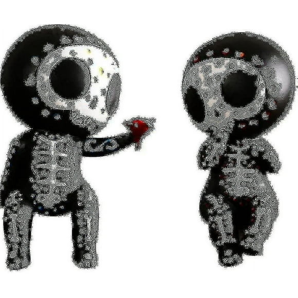 Resin Sugar Skull Couple Figurine Home Decor, Skeleton Figurine Statue