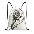thumbnail image 1 of Xecao Black And White Rose Pattern Sports Drawstring Backpack - String Swim Gym Bag with Wet Proof Pocket for Women&Men-Medium, 1 of 6