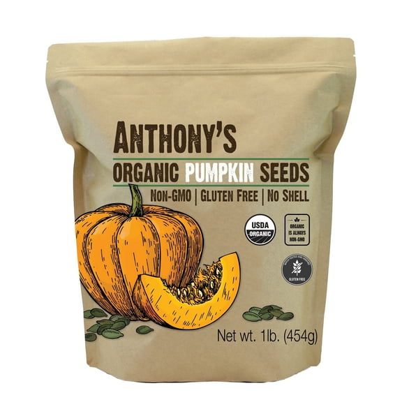 Anthony's Organic Pumpkin Seeds, 1 lb, Gluten Free, Non GMO, No Shell, Unsalted, Raw