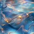 thumbnail image 6 of PIKWEEK for Home Kitchen/Parties/Holiday Dinner Gold and Blue Abstract Art Round Tablecloth White, 6 of 8