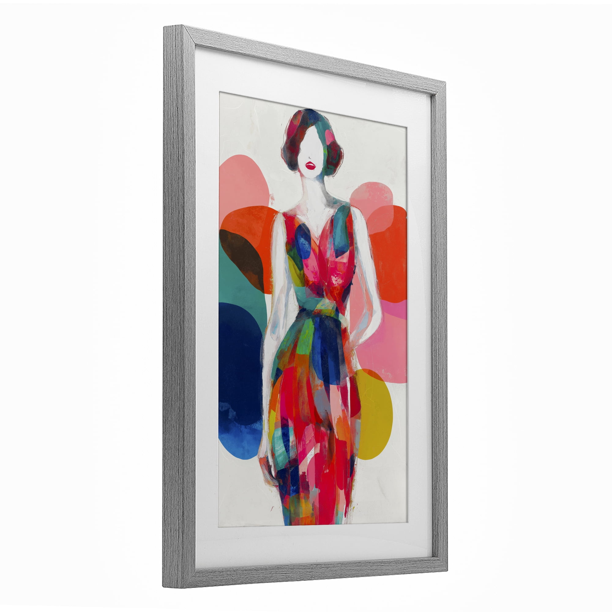 Stupell Industries Deco Fashion Woman Gray Framed Print Under Glass, design by Chromatic Storm Studio