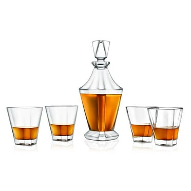 NutriChef Kitchen Home Bar Whiskey Decanter & Glass Decanter Aerator Set with Four 850ml Glasses