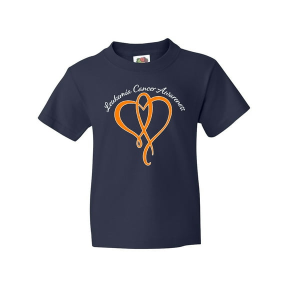 Inktastic Leukemia Awareness with Orange Ribbon Heart Youth T-Shirt