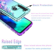 Motorola Moto G Stylus 2020 Phone Case, with [Tempered Glass Protector Included] Liquid Floating Glitter Quicksand Bling with Spot Diamond Cover - Teal/Purple
