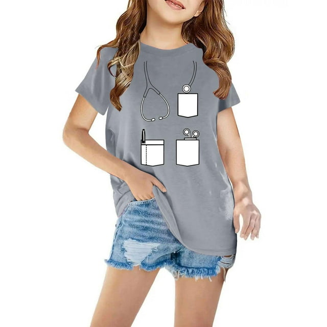 Crop Tops Mignons, Shorts pour Filles, T-Shirts pour Enfants Manches Courtes T-Shirt Graphique Col Rond Crop Top pour 3-14 Ans Filles et Garçons T-Shirt Tee, Crops Tops pour Enfants, Shorts Garçon Tout-Petit