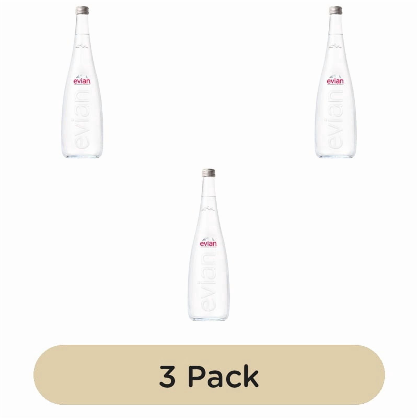 Evian Still Mineral Water Glass Bottle 750ml, British Import (Pack of 3)