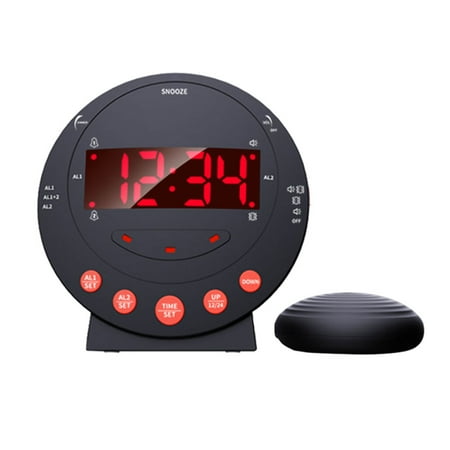 Pinnaco Loud Alarm Clock with Bed Shaker and Flash Light, Electronic Alarm Clock for Heavy Sleepers