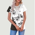 thumbnail image 2 of V Cuello Manga Corta Tops para las Mujeres Moda Verano Regular Botón Blusa, Poliéster Suave Casual Uso Diario, 2 of 5