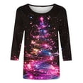 thumbnail image 4 of Christmas T Shirts for Women Long Sleeve Pullover Xmas Tree Print Lights Graphic Casual Holiday Winter Tops, 4 of 4