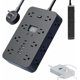 thumbnail image 1 of 16-in-1 Power Strip with Switch & Surge Protection, 16 in 1 Surge Protector, Flat Plug Power Strip Surges Protector, 16 Ac Outlets, 3 USB & 2 Type-C Ports, Time Display for Home,Office (#a-black-10ft), 1 of 7