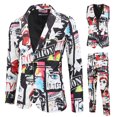 thumbnail image 2 of Azrian Men Suit Three Pieces Of Casual Light Business One-button 3D Irregular Printing Waistcoat Suit Trousers, 2 of 6