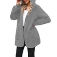 thumbnail image 6 of RYRJJ Womens Fuzzy Fleece Jacket Fall Winter Warm Hooded Coat Oversized Sherpa Jackets Open Front Cardigan Outerwear with Pockets(Gray,M), 6 of 8