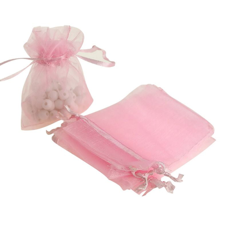 100pcs Drawable Organza Wedding Gift Bags Jewelry Pouches 7x9 