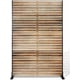 thumbnail image 3 of Historyli Biombo exterior de 3 paneles,mampara metálica,valla decorativa para patio,césped,jardín,terraza o balcón,con gancho,183 cm de alto x 119 cm de ancho,rayas horizontales de madera., 3 of 7