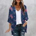 thumbnail image 5 of lcziwo Womens 3/4 Length Sleeve Chiffon Cardigan Independence Day American Flag Patriotic Cover Ups Kimonos 4th of July Outfits Dark Blue XXL, 5 of 7