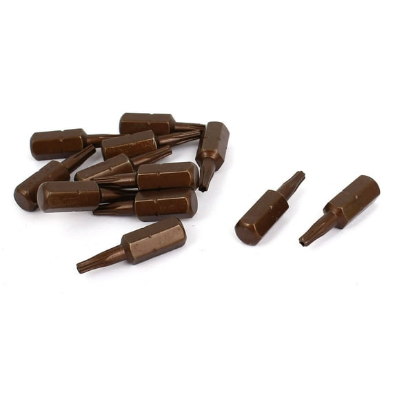 Unique Bargains 25mm Length 1/4" Hex Shank Magnetic T10 Torx Security Screwdriver Bits 12 Pcs