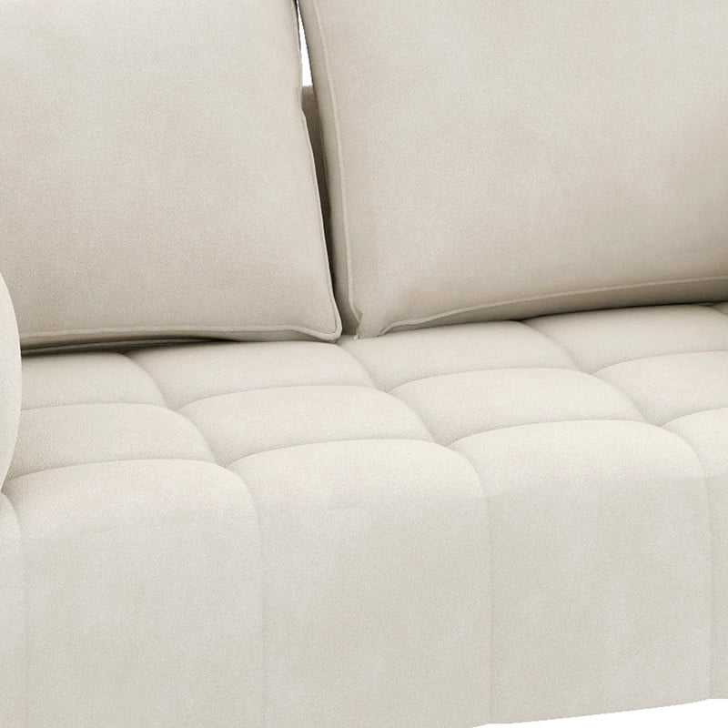 Uforic 56" Beige Velvet Loveseat With Solid Wood Legs, Mid-Century Modern Design