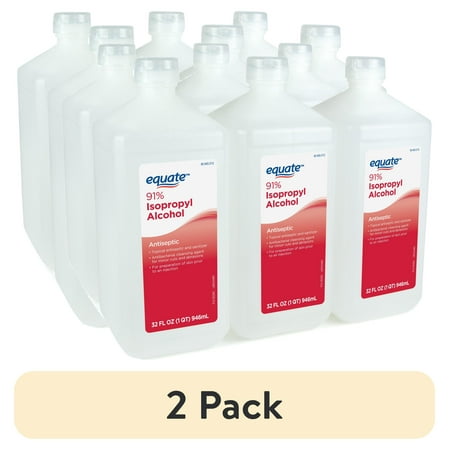 (2 pack) Equate 91% Isopropyl Alcohol Antiseptic Liquid, 6 PACK, (6 x 32 fl oz)