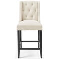 thumbnail image 5 of Tufted Counter Stool Chair, Fabric, Wood, Beige, Modern Contemporary Urban Design, Bar Pub Cafe Bistro Hotel Restaurant Hospitality, 5 of 7