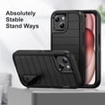 thumbnail image 6 of Case for iPhone 15 Plus/14 Plus, Heavy Duty Durable Military Grade Shockproof Protective Non-slip Kickstand Soft Silicone Hard PC 2 In 1 Hybrid Cover Case for iPhone 15 Plus/14 Plus, Black+Black, 6 of 9