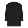 thumbnail image 5 of purcolt Womens 3/4 Length Sleeve Tops Scalloped V Neck Tee Shirts Solid Basic Tops Dressy Casual Work Tunic Blouses(Black, S), 5 of 6
