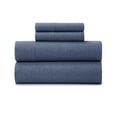thumbnail image 3 of Gap Home T-Shirt Soft Melange Organic Cotton Blend Jersey Sheet Set, Twin, Navy, 3-Pieces, 3 of 6