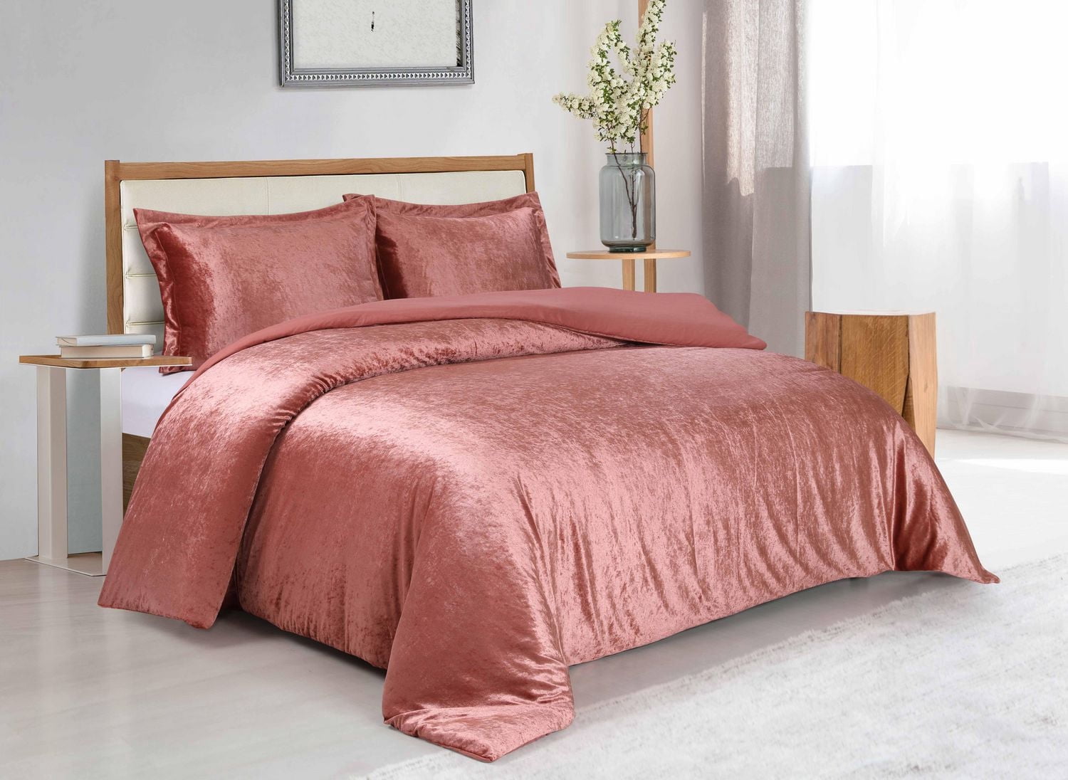 Ensemble de housse de duvet en velours froissé de couleur unie de Swift Home