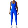 thumbnail image 2 of HGZEWX Mono atlético de entrenamiento acanalado para mujer, mono de yoga con sensación desnuda, chándal sin mangas de una pieza, mono tipo catsuit, 2 of 3