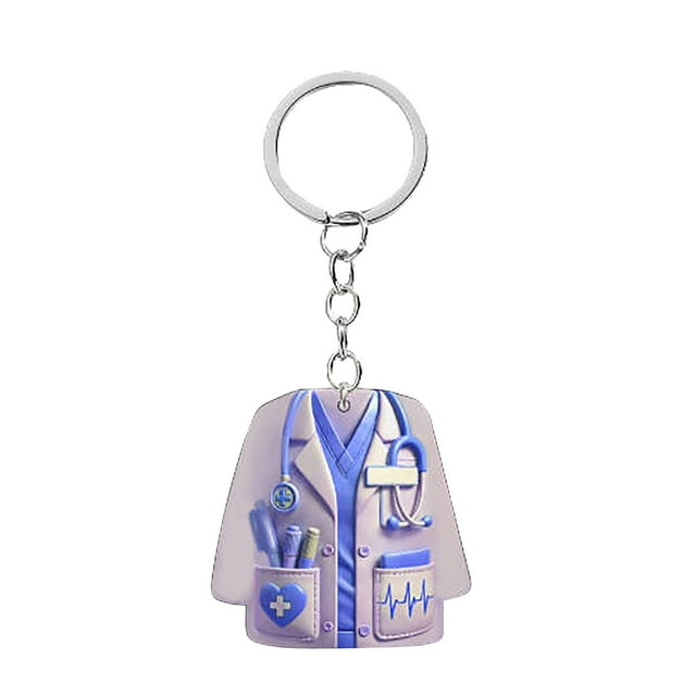 Llavero del uniforme de enfermera | Amuleto de coche acrílico plano 2D | Adorno para árbol de Navidad | Accesorio de joyería ligero y duradero | Regalo único para profesionales sanitarios