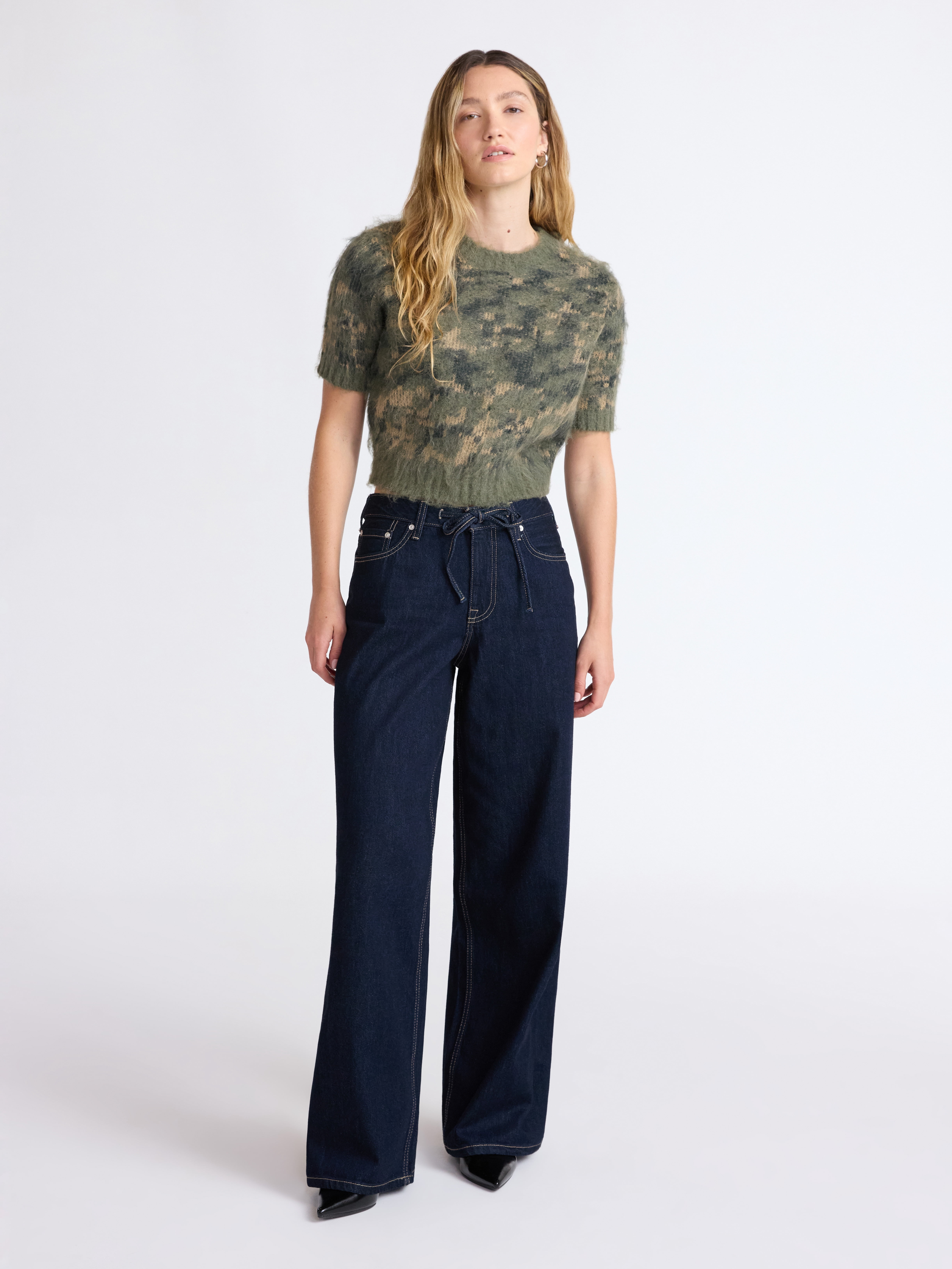 Scoop Women's and Women’s Plus Fluffy Sweater with Short Sleeves, Lightweight, Sizes XS-4X
