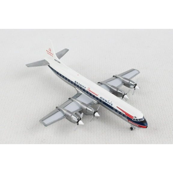 Lockheed L-188 Electra Commercial Aircraft White with Blue Stripes 1/400 Diecast Model Airplane by GeminiJets