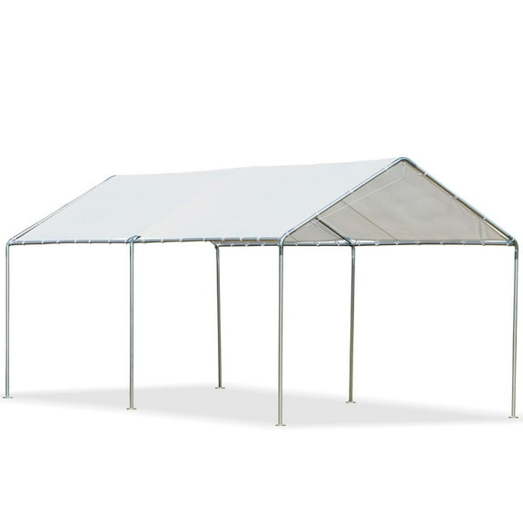 10'x 20' Heavy Duty Carport Car Canopy with Water UV Protection and Simple Open Design, Gray