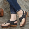 thumbnail image 2 of longantii Orthopedic Sandals for Women Non Slip Slip on Arch Support Flat Wedge Sandals Wide Width Orthopedic Slippers 2026 New Beach Vacation Orthopedic Shoes Black, 2 of 3
