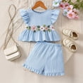 thumbnail image 2 of TOWED22 Toddler Infant Adorable Summer Clothes 2 Piece Tank Top Sleeveless Tee and Shorts Sweet Sets Lovely(Light Blue,5-6 Y), 2 of 7