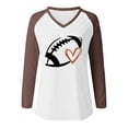 thumbnail image 4 of TSADFHJI Hauts pour Femmes, Chandails en Molleton Légers à Col Rond, Manches Longues, Imprimé Graphique de Football, T-Shirt Marron, 4 of 4