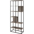 thumbnail image 1 of Modern Industrial Metal and Wood Bookcase in Gray Wash, 1 of 5