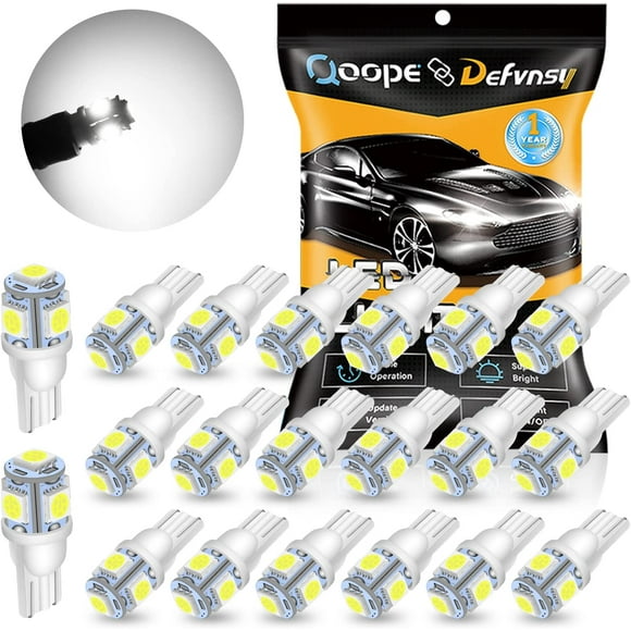 Qoope 194 Bulb White Super Bright T10 168 W5W 2825 Interior Light Bulbs 5SMD Replacement for Car Dome Map Door