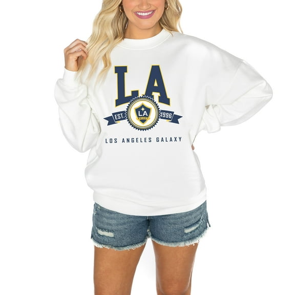 Women's Gameday Couture White LA Galaxy Crewneck Drop Shoulder Sweatshirt