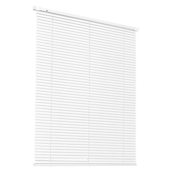 KFFKFF Cordless Mini Blinds, 43.3" W x 48" H, 1" Slats, No-Drill Horizontal Light Filtering Blinds for Indoor Windows, Adjustable and Easy to Maintain, Ideal for Home Decor and Privacy, White