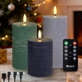 thumbnail image 1 of Rechargeable Flameless LED Pillar Candles–Luminous Real Wax Indoor Home Decor–Set of 3, Realistic Flickering LED Flame,Remote & Timer, USB-Rechargeable?Verdant & Ash Tones?, 1 of 5