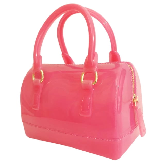 MIFORINES Bolso de mano con asa superior en forma de almohada de gelatina de verano para mujer, bolso de cristal transparente de Color caramelo