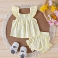 thumbnail image 5 of Letdown Baby Girl Summer Clothes Girl Outfits Sleeveless Ruffle Top and Bloomers Shorts Set with Floral Embroidery 0 3 6 12 18 Month, 5 of 9