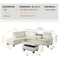 thumbnail image 4 of Ainehome Faux Leather Sectional Sofa, Living Room Set with Drop Down Table & Cup Holder - White, 4 of 9