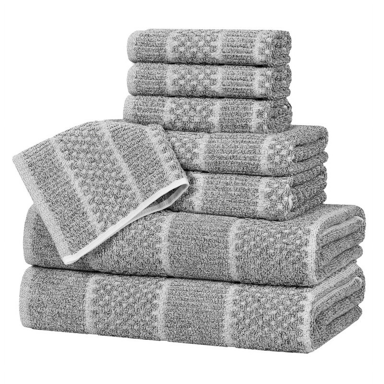 Superior Naples Viscose Cotton Blend Medium Weight 8 Piece Towel Set, Charcoal