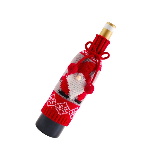 Toystoory 2 uds., funda para botella, bolsa para botella con lazo para fiesta de Navidad, decoración de de punto, Protector de vino, fundas para Kits de decoración para fiestas mayor Toystoory HA007526-03B