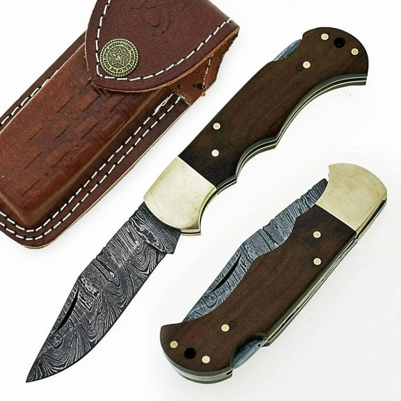 Custom Handmade Damascus Steel Folding Knife/Pocket Knife SS-17444 (Rose Wood) (Rose Wood)
