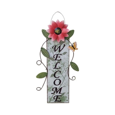Metal Welcome Sign Daisy Hanging Signs for Front Door Indoor Outdoor ...