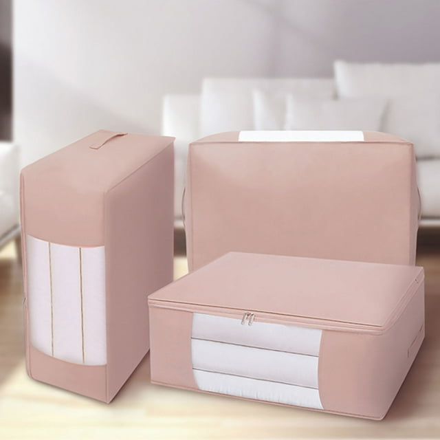 Sentmoon Sac de Rangement pour Vêtements Grande Capacité avec Poignée Renforcée Tissu Épais pour Couettes, Couvertures, Literie, Pliable avec Fermeture Éclair Robuste, Fenêtre Transparente Offres du Jour Liquidation